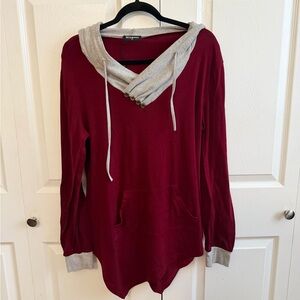 5 for $25! Stylish Burgundy and Gray Women's Hoodie